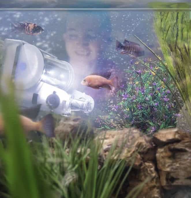 Students at the Innovation Center testing an underwater robot.