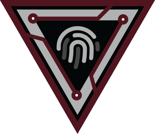 Logo for RaptorTech with digital fingerprint within triangle