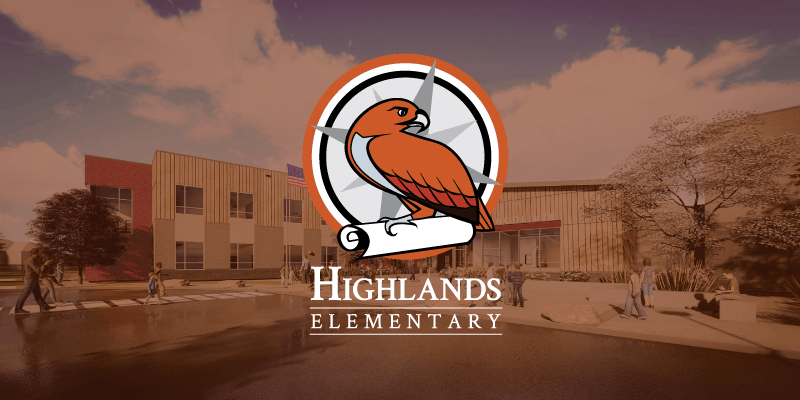 Highlands logo and building rendering