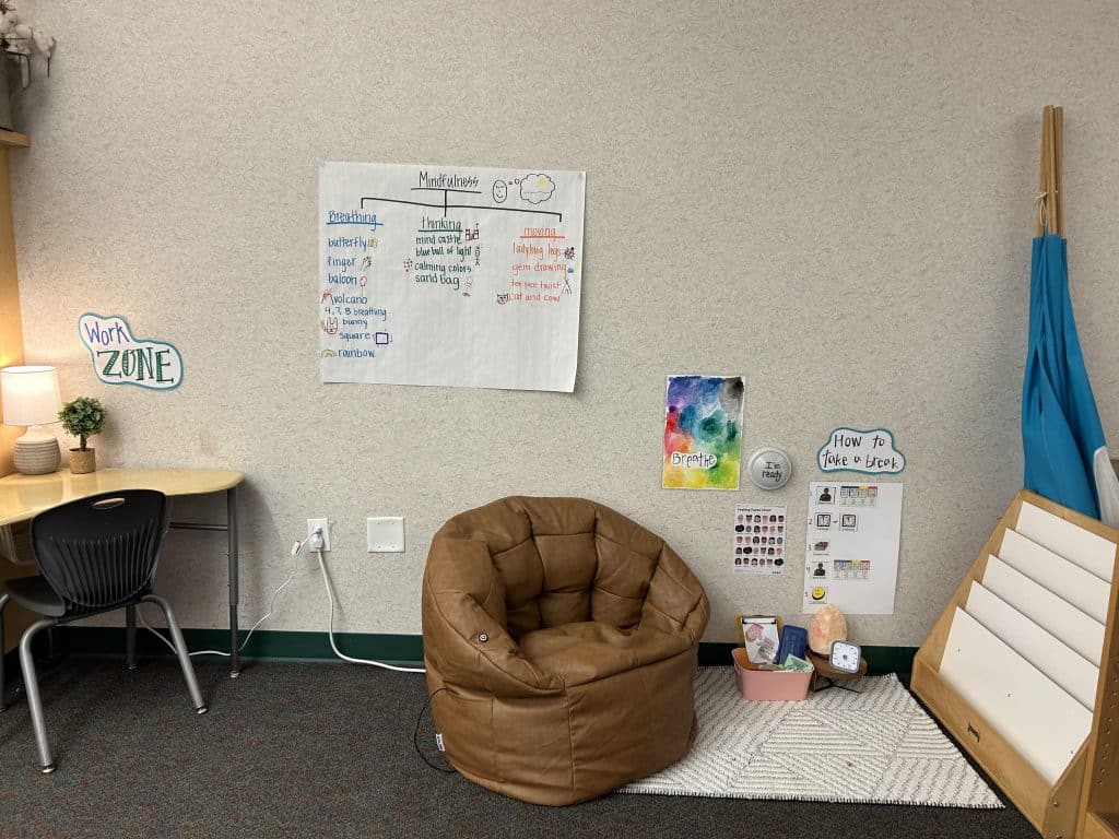 Cozy Corner where students can practice mindfulness.