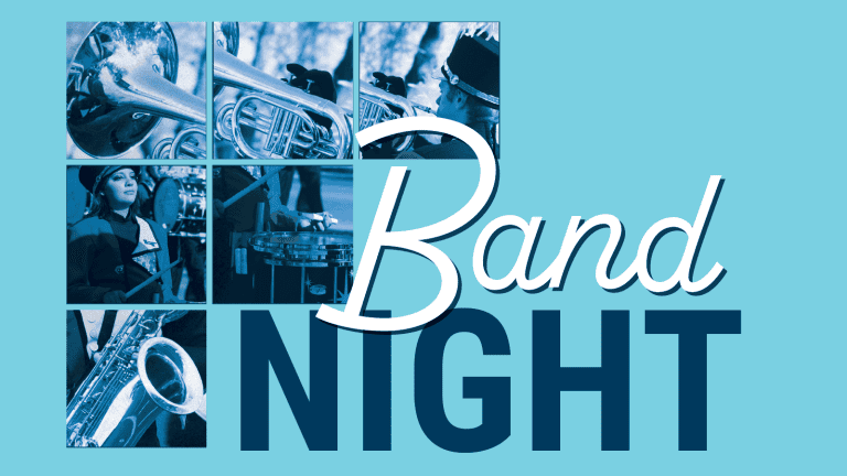 Collage of band photos with text "Band Night"