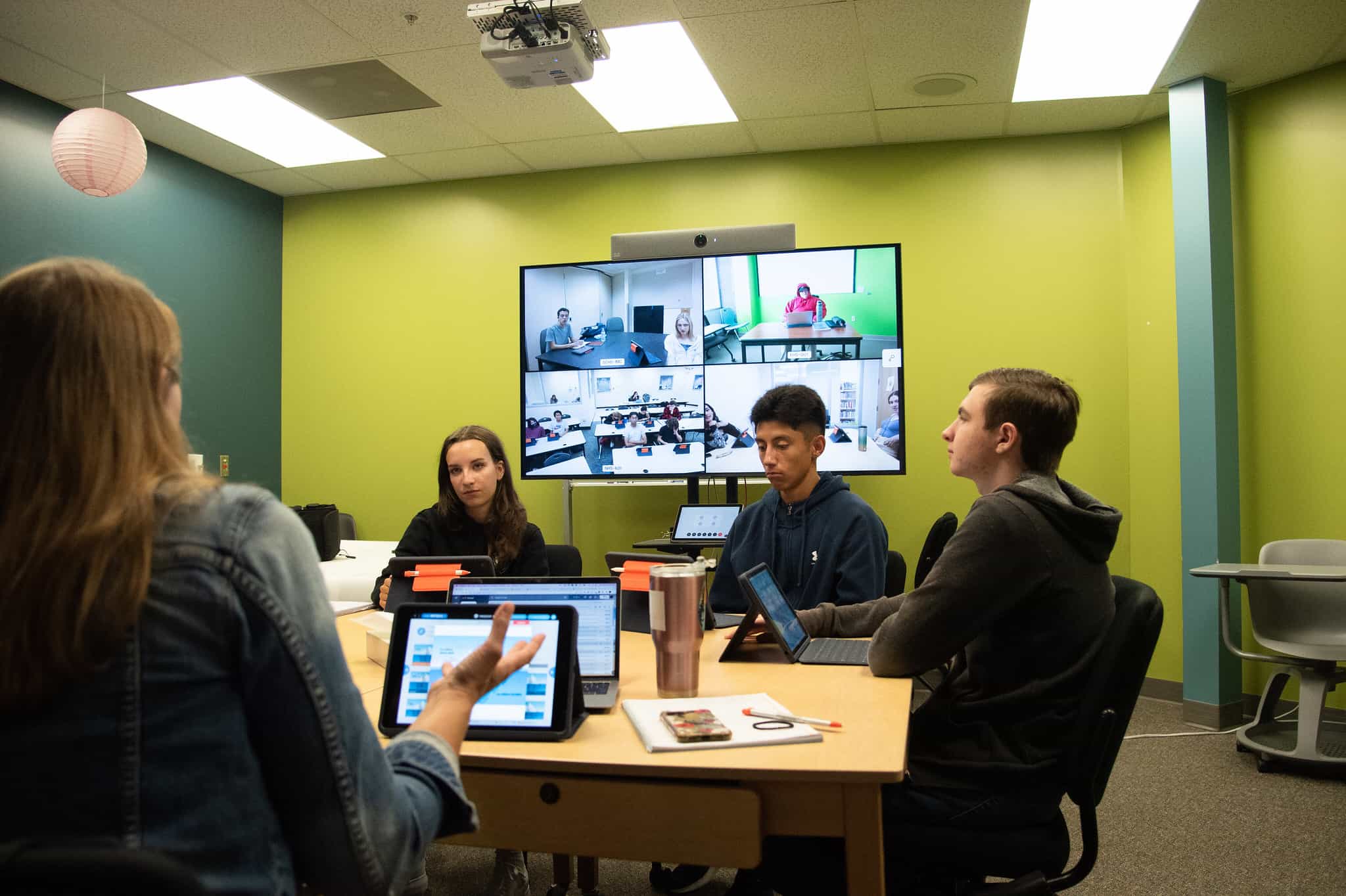 Agile Classroom with students participating in-person in the classroom and remotely via WebEx.