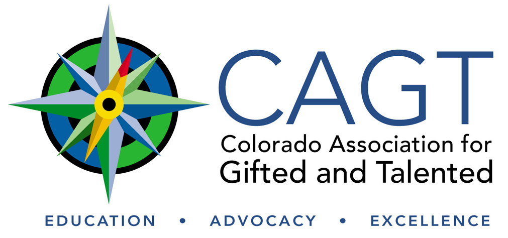 Logo of the Colorado Association for Gifted and Talented, featuring a compass and the words "Education, Advocacy, Excellence."